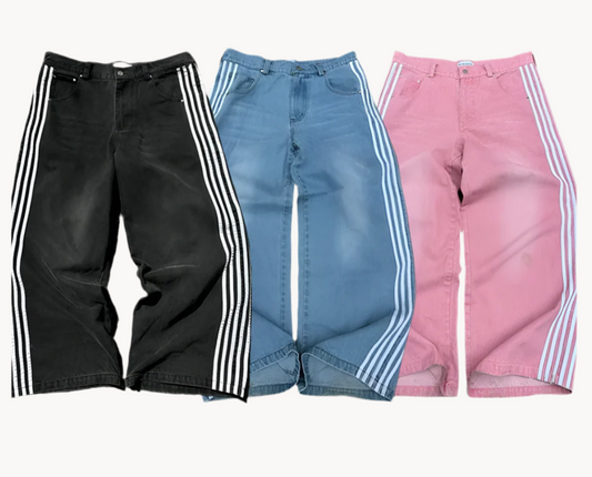 Striped Unisex Baggy Jeans - Vividspark.pl